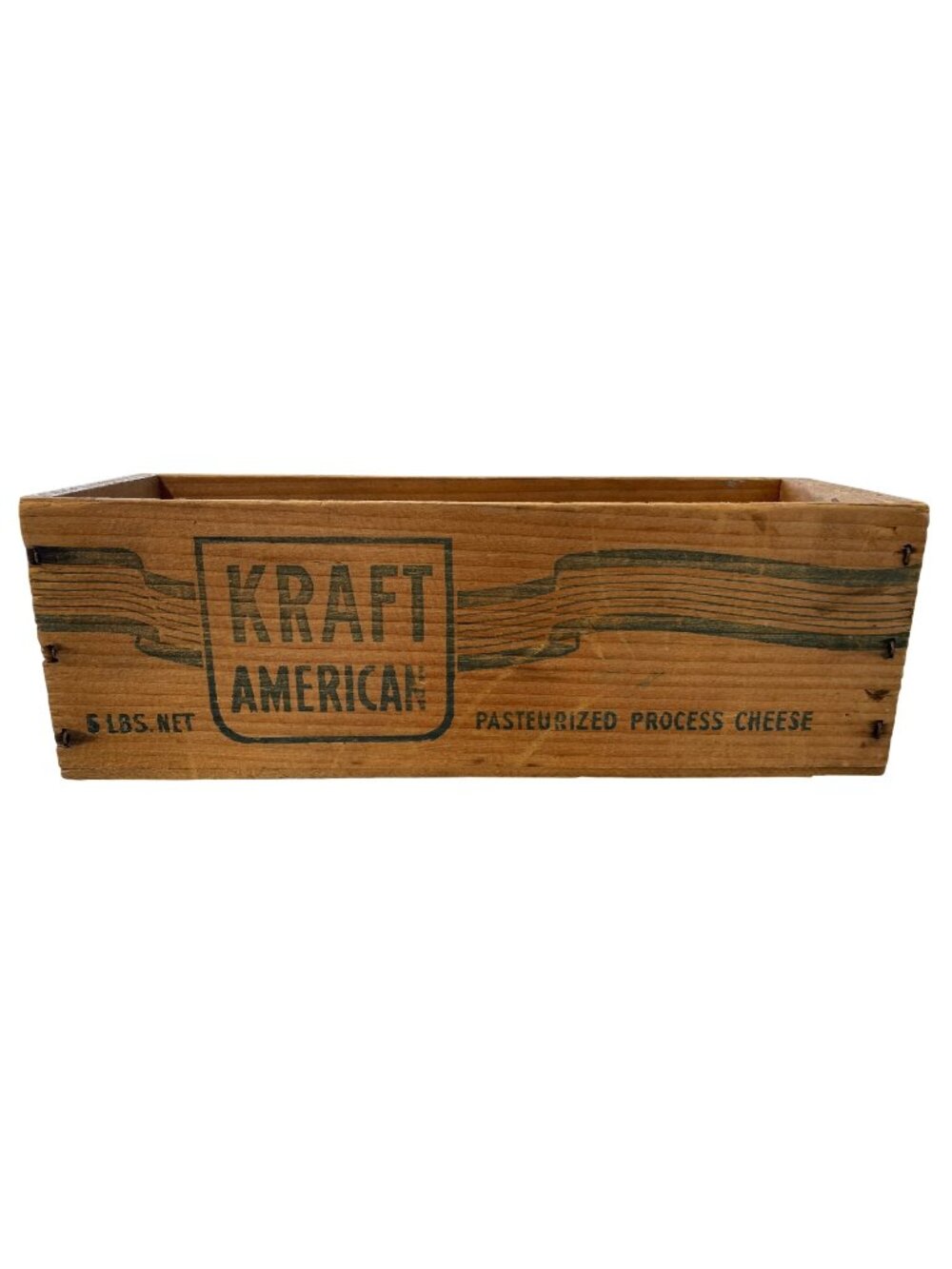 Vintage Kraft American Process Cheese Wood Crate Box 5 Lbs Net Rustic Decor
